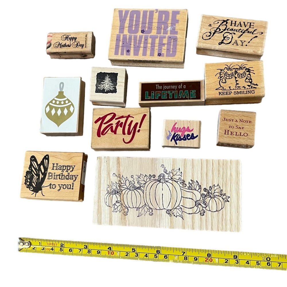 Lot of 12 Holiday celebrations rubber stamps. Most of the stamps are brand new